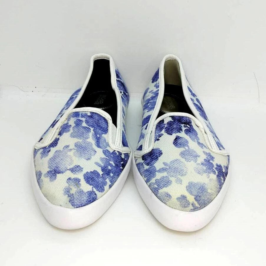 Michael Kors Designer Womens Pre-owned White w/Purple Floral Slip-ons- sz. 7 1/2 - Изображение 2 из 4