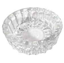 Vintage KIG Malaysia Glass Ashtray Clear Cut Heavy Deep Column 4 Rests 5.5"D