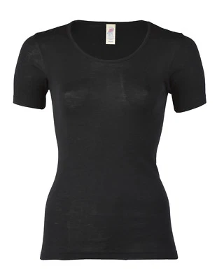 Engel-Natur Damen Shirt Unterhemd kurzarm GOTS zertifiziert Bio schwarz - Bild 1 von 2