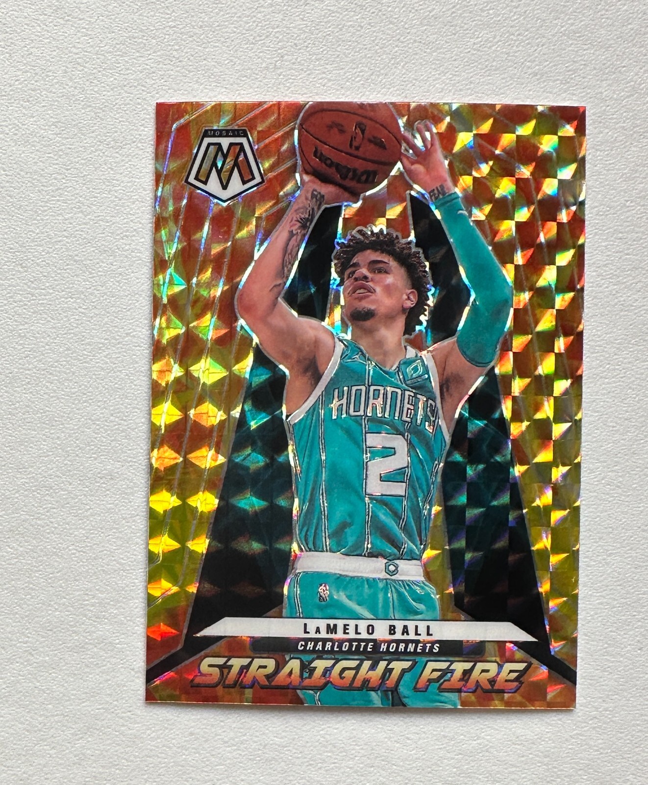 2021-22 Panini Mosaic Straight Fire #12 LaMelo Ball #X3456