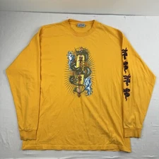 Vintage Jem Sportswear Long Sleeve Shirt Adult XL Yellow Dragon Surf Grunge Y2K 
