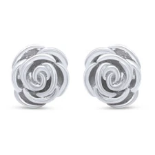 Dimensional Rose Post Earrings Jewelry For Womens in 925 Sterling Silver