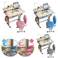 Kids Desk and Chair Set for Ages 3-15,Children's Study w/Lamp,Drawer Storage