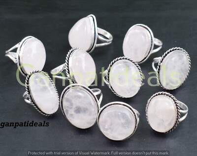 Clear Quartz Gemstone Ring Wholesale Lot 925 Sterling Silver Plated Rings  Lot