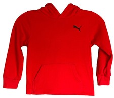 Puma Boys Red Cotton Hoodie Size 5 Spell Out Sleeve