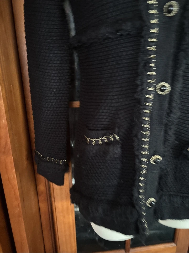 INC, Int'l Concepts, negro, plata, tejido, aspecto CC, listo para perlas de bajo blanco, zS, borde de flecos Foto 4 de 4