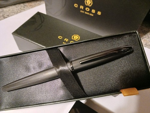 Cross ATX Fountain Pen Brushed BLACK PVD with Diamond Pattern New Doctor GIFT - Picture 2 of 6