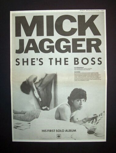 Mick Jagger She's The Boss 1985 Plakat Type Ad, Reklama promocyjna (Rolling Stones) - Zdjęcie 1 z 1