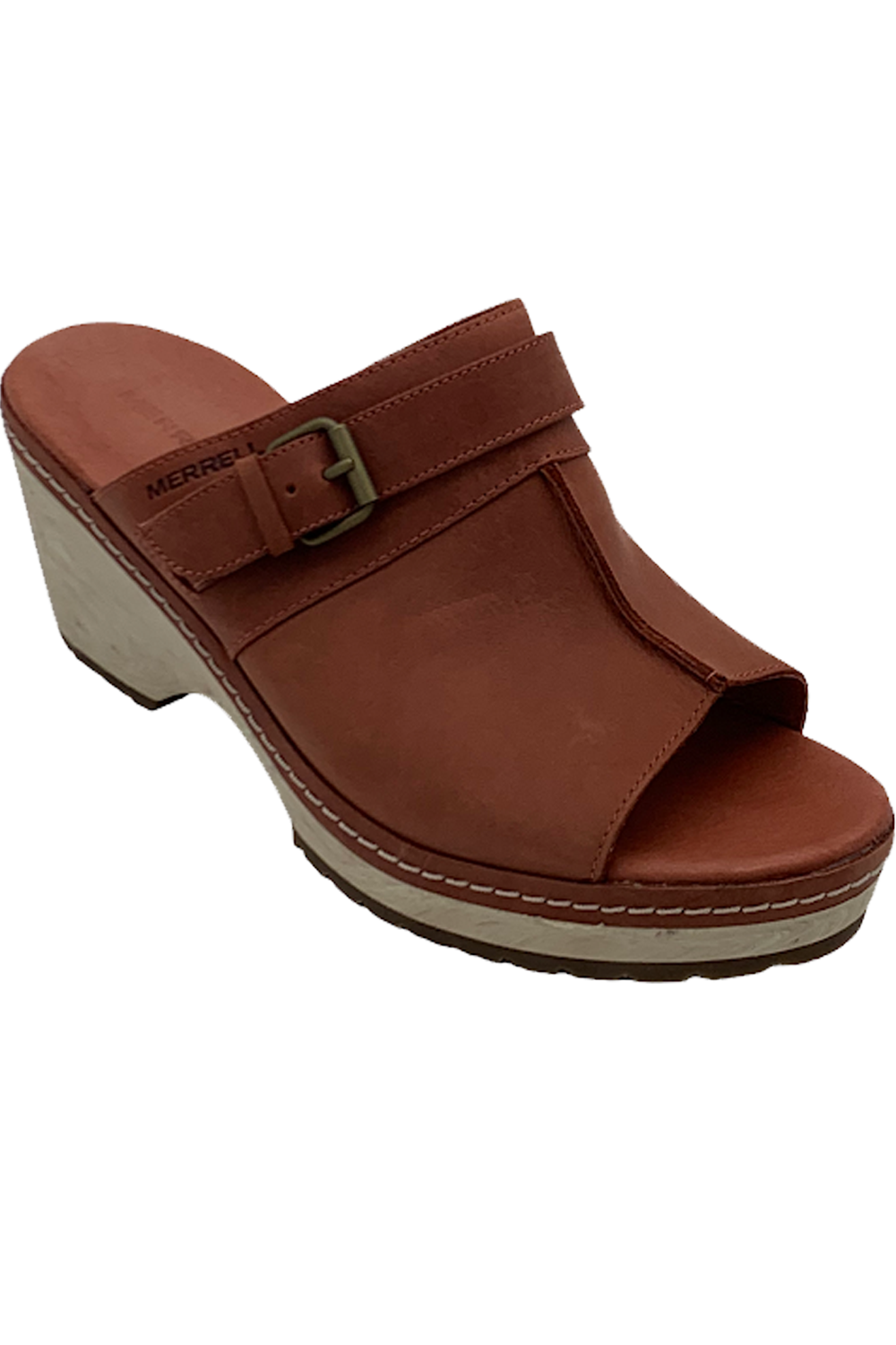 Merrell Mules in pelle con dettaglio fibbia Halendi Slide Redwood