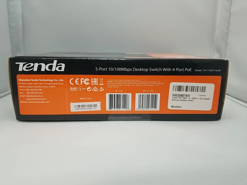 Tenda TEF1105P-4-63W 5-Port 10/100Mbps Desktop Switch with 4-Port PoE - Image 2 of 4