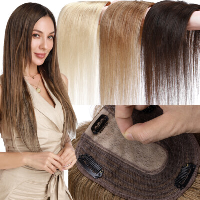 CLEARANCE Women Hair Topper Clip In Middle Real Remy Human Hair Wiglets 10x12cm