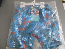 Boys Swimwear Size 2 Board Shorts by Banz, Blue Graffiti Sun-proof Upf-50+