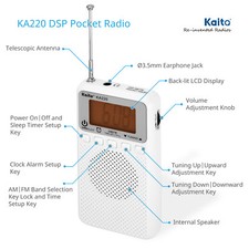 Kaito KA220N DSP Pocket AM FM Radio Digital Radio with Alarm and Sleep Timer