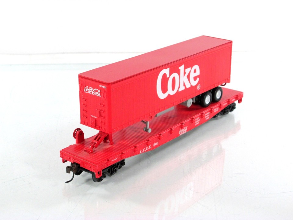 HO Scale ***COKE*** 50' Flat Car &Trailer CCCX 801 ATHEARN 8302