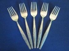 SET 5 SALAD FORKS! Vintage STYLECRAFT T&N stainless: SYF2 pattern: EXCELLENT!