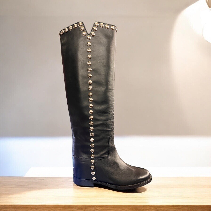 VIA ROMA 15 - STIVALE con borchie tonde nero SCONTO 50%