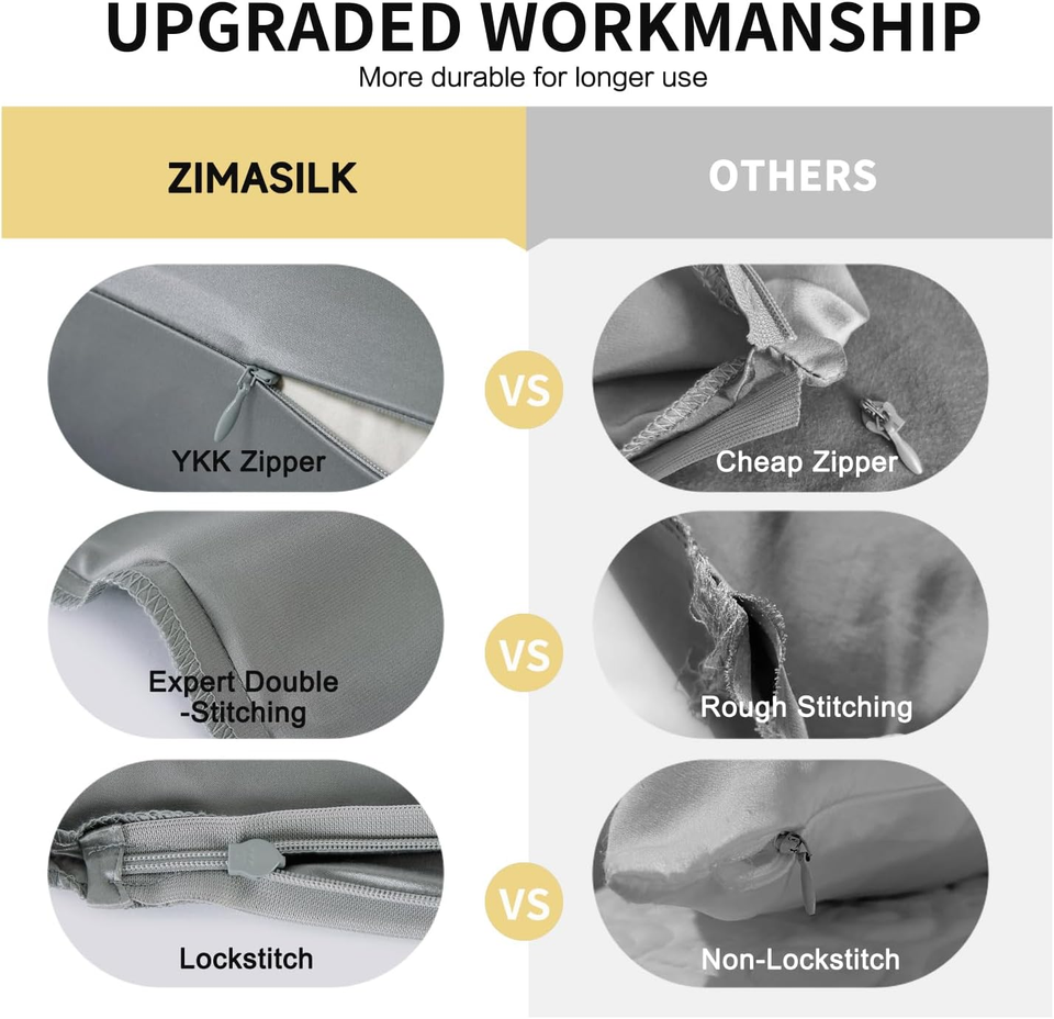 Upgraded 100 Pure Mulberry Silk Pillowcase for Hair and Skin Silk