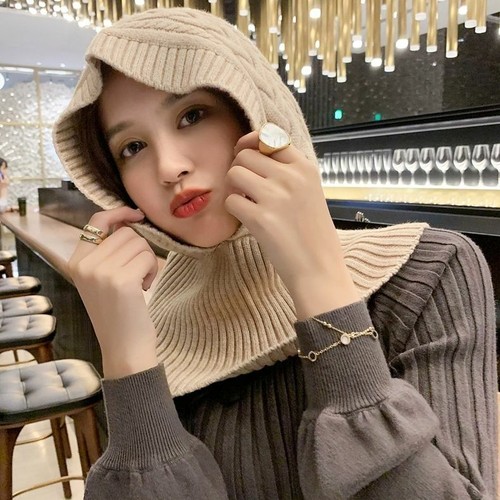 Knitted Hat Casual Warm Hood Snood 