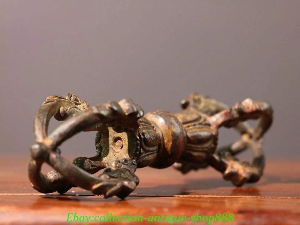 Old Tibet Tibetan Buddhism Bronze Gilt Dorje Phurpa Pestle Vajra Exorcism FaQi - Image 3 of 4