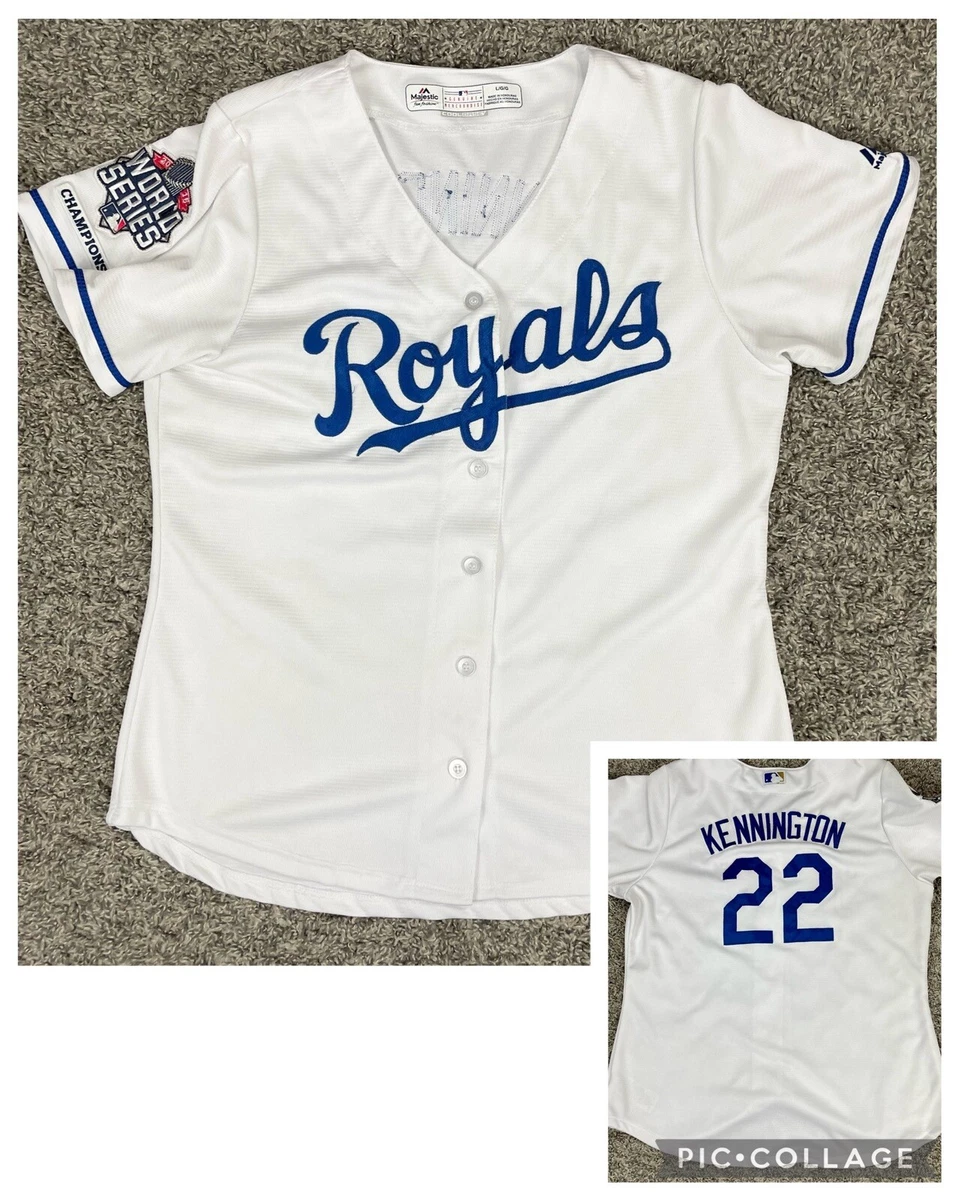 Kansas City Royals Majestic Cool Base Team Jersey Womens Large #22  Kennington