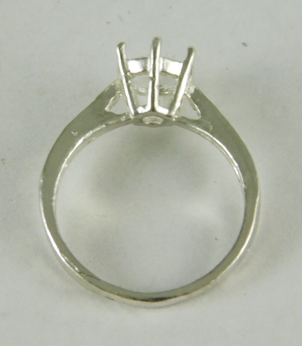 6682 Sterling Silver Ring Setting, Solitaire, 6.5mm Rd Faceted, Size 6.25 - Picture 4 of 5
