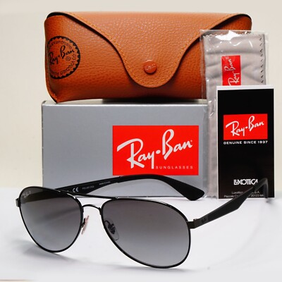 Ray-Ban Sonnenbrille polarisiert Pilot schwarz dunkelgrau Farbverlauf RB 3549 002/T3 61mm