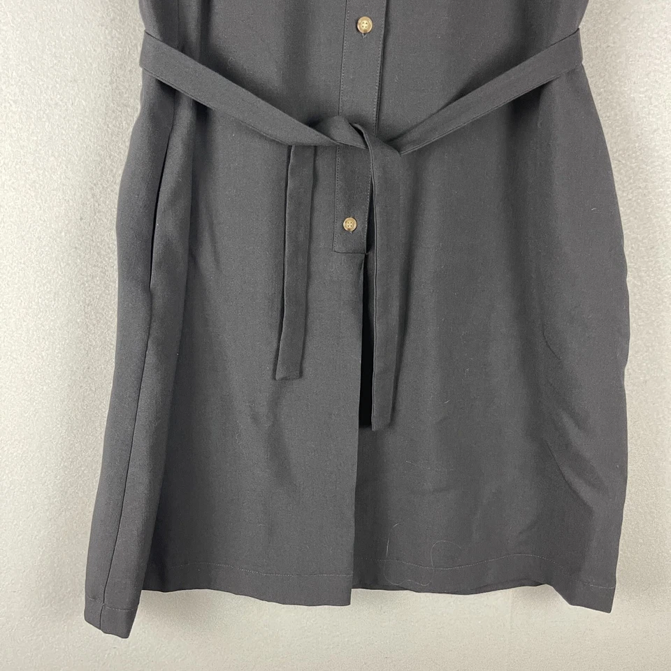 Vestido Orvis Vintage Mujer 18 Negro Botón Frontal Hecho en EE. UU. Años 80 Mínimo Modesto Foto 3 de 4