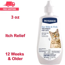 PetArmor Ear Mite Treatment for Cats, Ear Mite Medicine Kills Ticks & Ear Mites