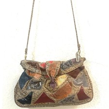 Vintage Original By Caprice Patchwork Snakeskin Leather Purse Bag Made In USA!!