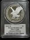 2022 W $1 Proof Silver American Eagle PCGS PR70 DCAM Emily Damstra Advanced Rele