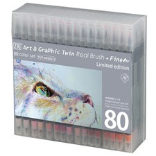 Kuretake Art Graphic Twin: 80-Color Set RB F Professional Dual-Tip Markers