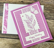 Stampin Up Card Kit Happy Birthday Petunia Pop Butterfly  Makes 4 Cards
