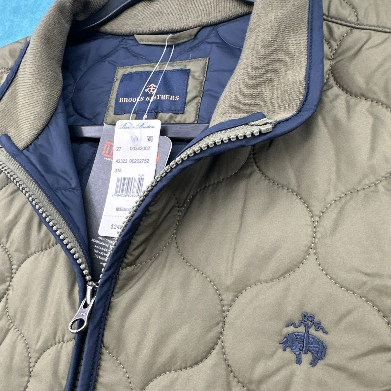 NWT Brooks Brothers Thermore Insulated Onion Quilted Jacket Medium Green NWT image 1