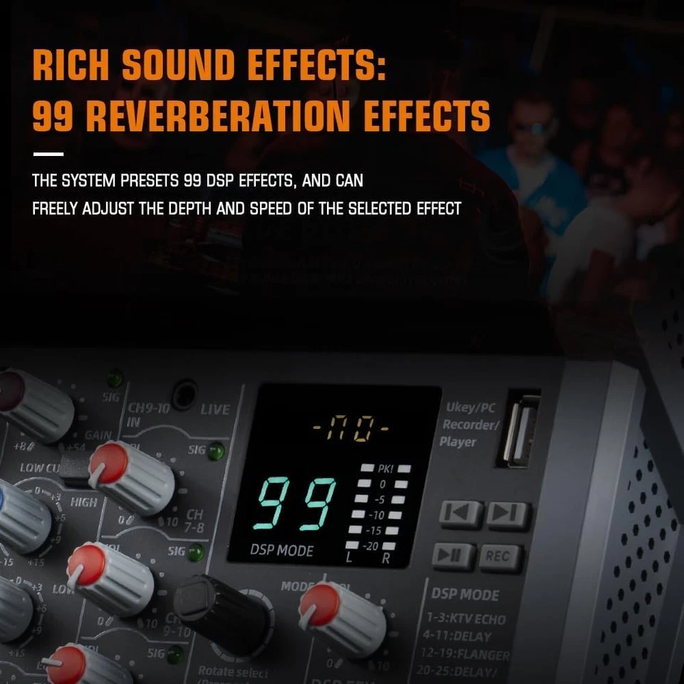 Compact All-Metal 8-Channel Mixer with High-Precision Preamplifier & Bluetooth - Image 4 of 4