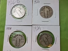 Standing Liberty Quarters, 1926-D, 1927, 1928, 1929 Lot of 4 90% Silver Coins