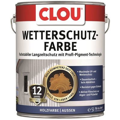 Clou Wetterschutzfarbe 5,0 Ltr. schwedenrot Holzschutzfarbe für Aussen