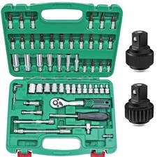 53 Pieces 1/4 inch Drive Socket Ratchet Wrench Set, with Bit Socket Set Metri...