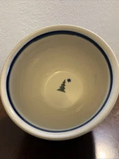 BOLESLAWIEC POLISH POTTERY 1qt MIXING BOWL HAND PAINTED PINE TREES, WINTER SCENE