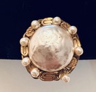 Vintage Miriam Haskell Baroque Faux Pearl Clip Earrings Signed Filigree — photo 5