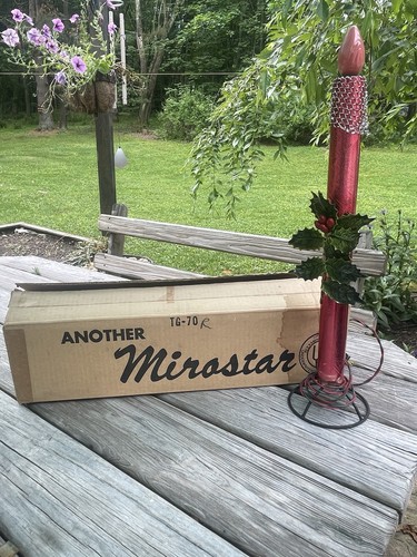 Vintage 1950's Mirostar Red Electric Holly Candle 20” In Original Box.