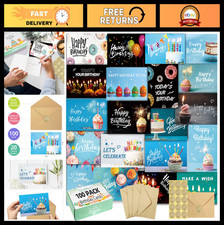 100 Birthday Cards with Envelopes - 20 Unique Designs, Bulk Assortment for Busin