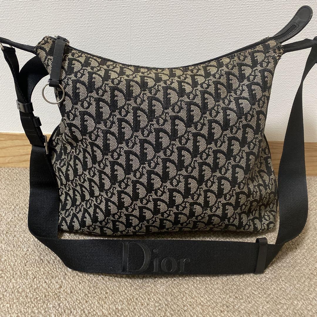 Dior Trotter Canvas Shoulder Bag in Black