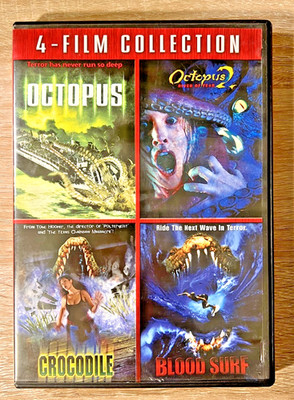 Octopus 1 2 Crocodile Blood Surf 4 Film Collection DVD Horror Sci-Fi Movie Set