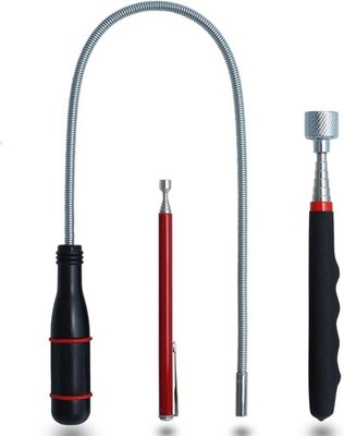 3PCS Telescopic Magnetic Pick-Up Tool Set Flexible Bendable Spring Magnet Stick