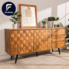 Sideboard Georgina Solid Wood 2 Doors & 3 Drawers 61'' Mid Century Modern Cabine
