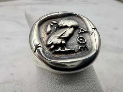 Eule der Athene, Göttin Nike, Göttin Minerva, antike Münzkopie, Siegelring