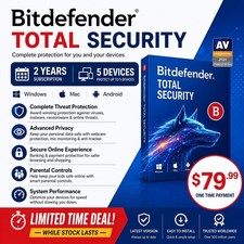 Bitdefender Total Security 2026 - 2 Years 5 Devices LATEST VERSION