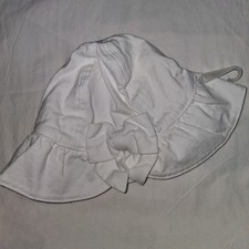 Gymboree Baby Girls White Cotton Sun Hat Bow Detail Ruffle Brim 6-12 Months
