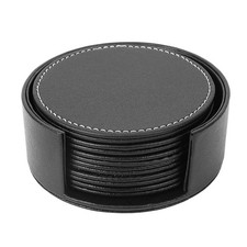 Set of 6 Leather Drink Coasters Round Cup Mat Pad for Use6264