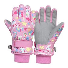 Winter Gloves for Kids Waterproof Boys Girls Cute Snow Ski S 4-6 Years Pink